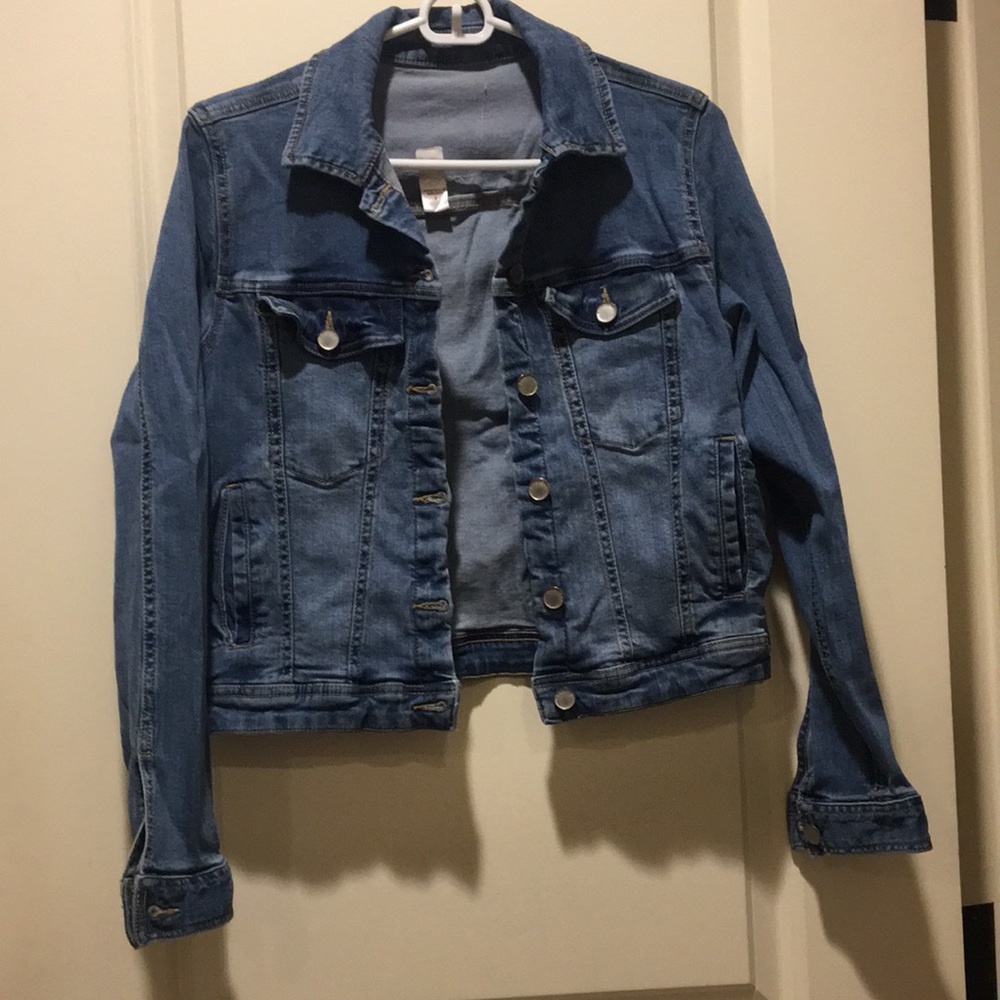 Route 66 womens stonewashed denim Jean button down jacket stretchy size S